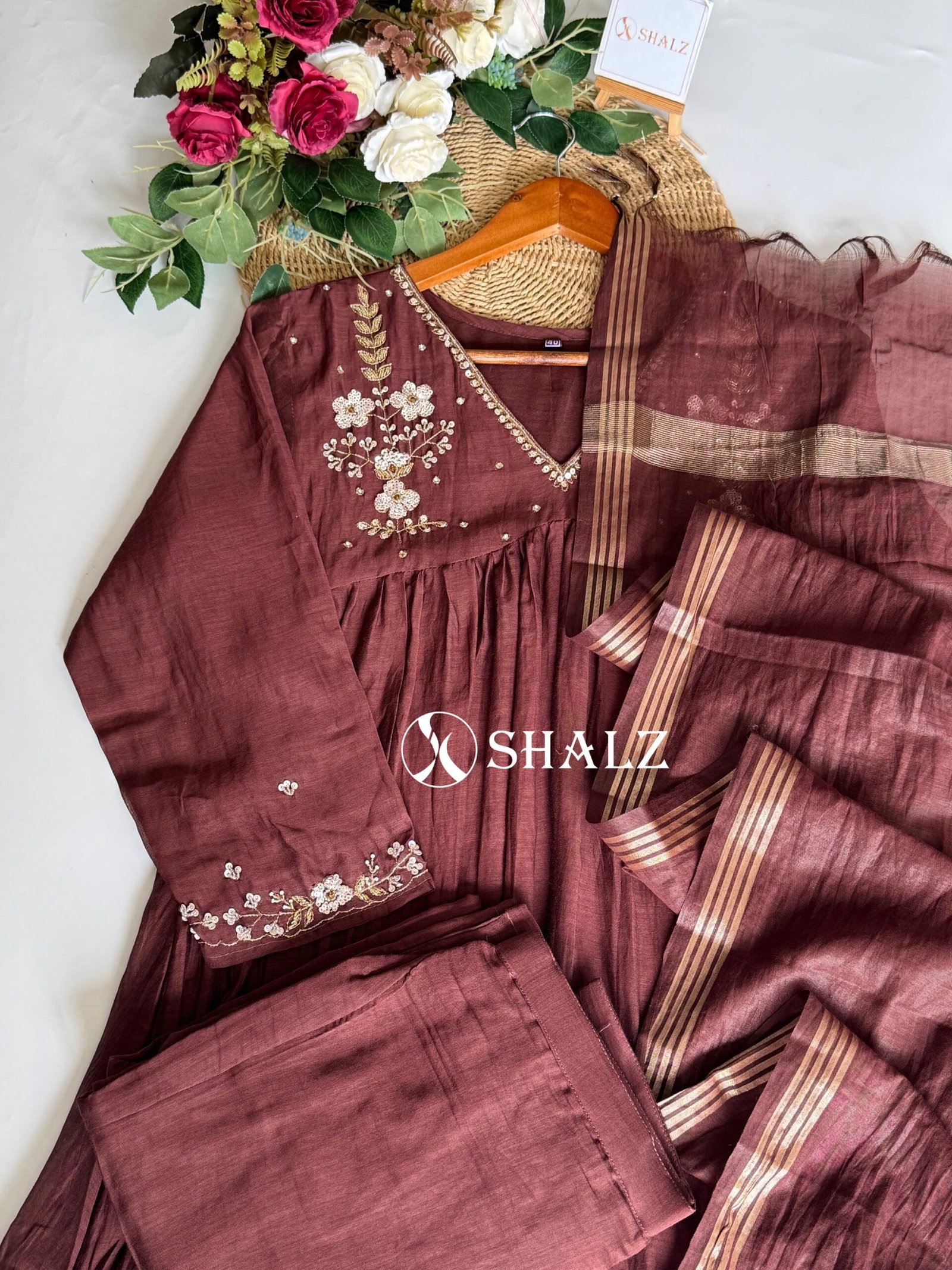 5d21acc2-7c31-4213-92e9-070514635a8d SZ1524 - Mul Chanderi Suit Set - Image 1